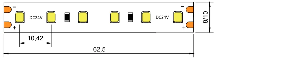 dimension of 2835 LED strip 24V 96LED