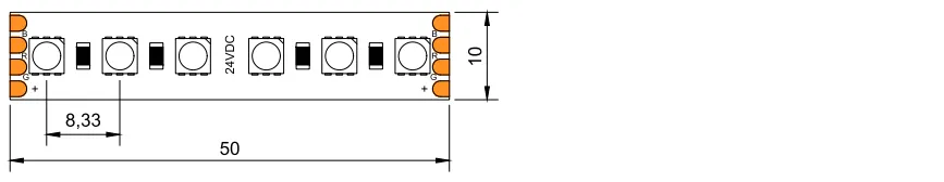 drawing of 4040RGB LED flexible strip 120LED