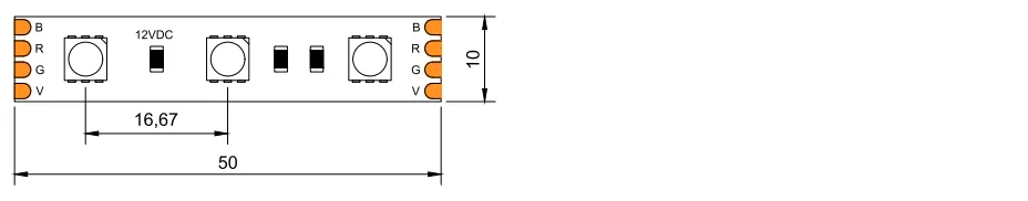 drawing of 5050RGB LED flex strip 12V 60LED