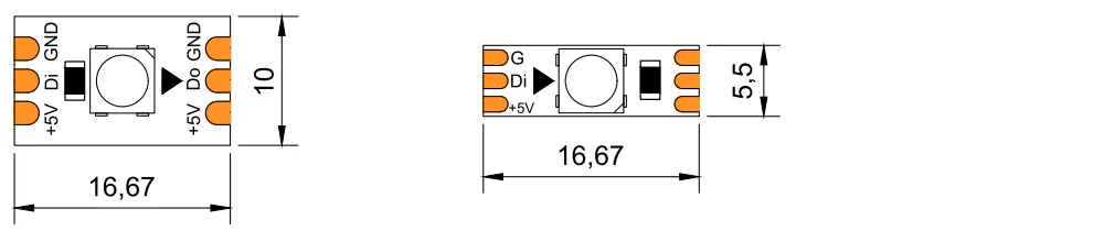 dimension of Addressable Pixel Chasing SPI RGB IC LED strip 5V 60LED