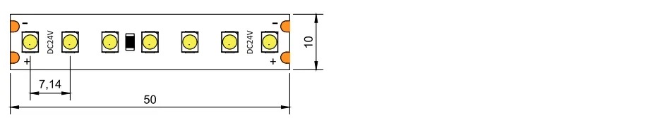 dimension of LED STRIP 2835 140LED with lens