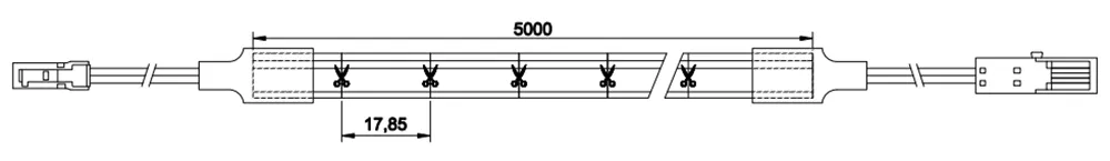 dimension diagram of neon strips NS0409T