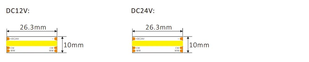 dimension of turnable white COB strip