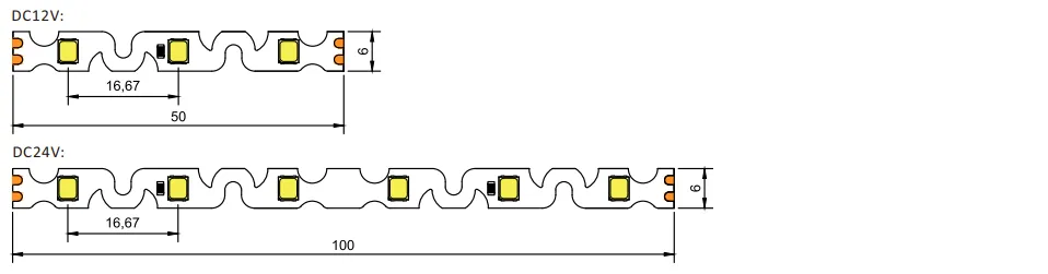 dimension of s-shape bendable 60LED