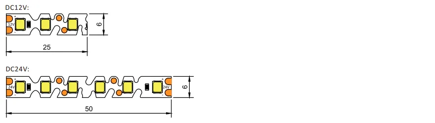 drawing of 2835 120LED s-shape Bendable Paindlikud LED ribad