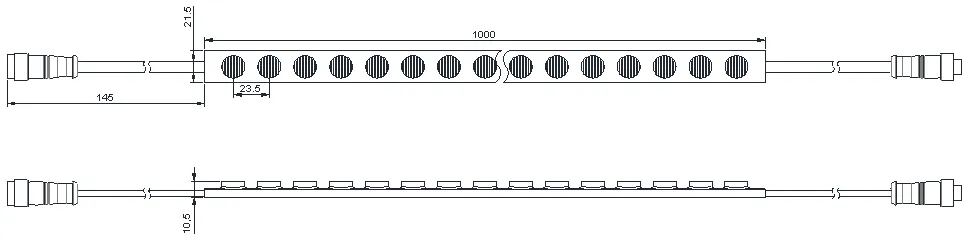 dimensional drawing of LED Wall Washer 24V 42LED White