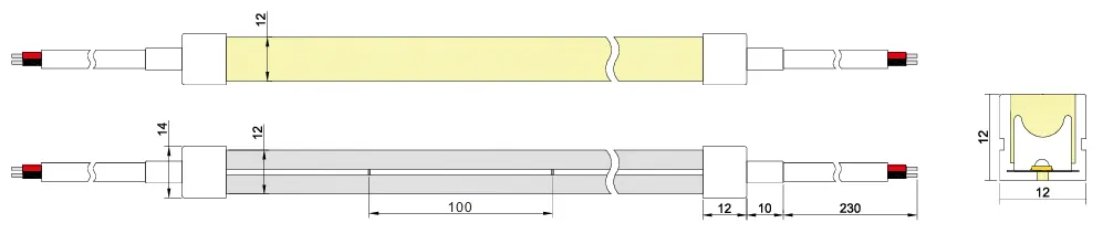 dimensional drawing of LED wall washer 1212 dimensional drawing of LED wall washer 1212