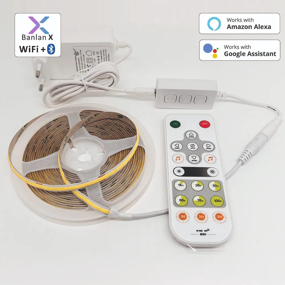 Smart Strip Kit Single color WIFI Works with Alexa & Google Assistant Music Sync Color Changing BanlanX App and Remote Control 1