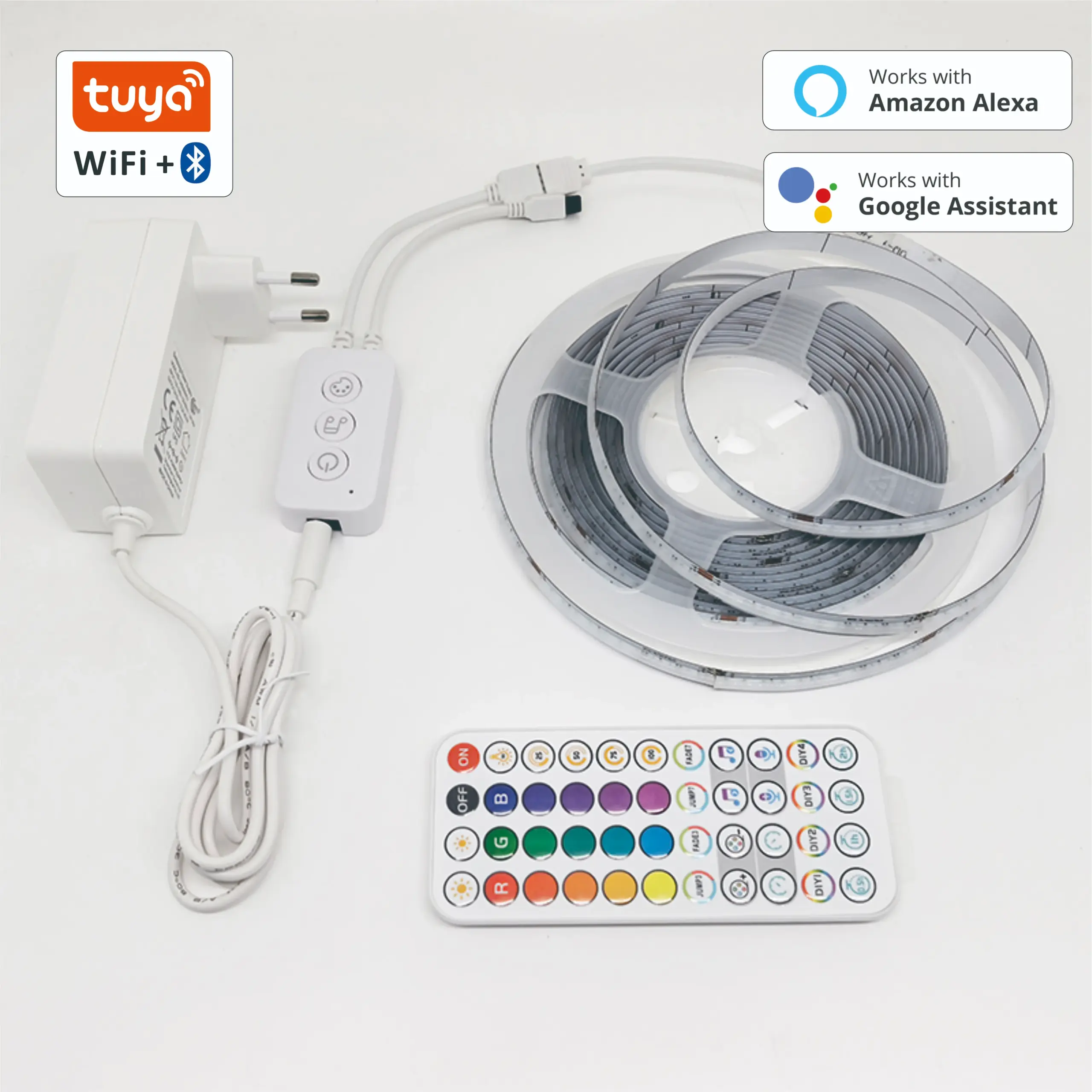 Smart led Strip light Kit RGB COB WIFI Works with Alexa & Google Assistant Tuya App and Remote Control Music Sync Color Changing